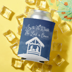 Joy to the World Religious Christmas Nativity Can Cooler