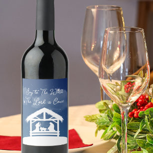 Joy to the World Religious Christmas Nativity Wine Label