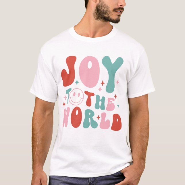 Joy To The World Retro Christmas T-Shirt (Front)