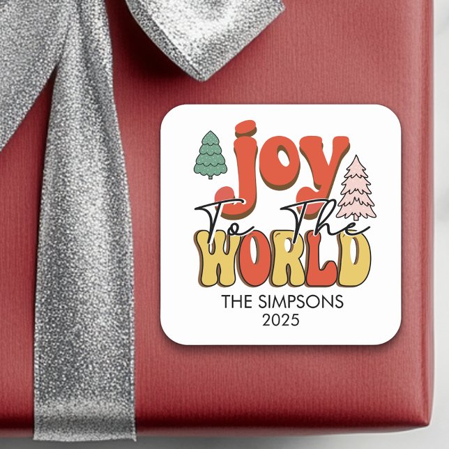 Joy to the World Retro Gift  Square Sticker (Creator Uploaded)