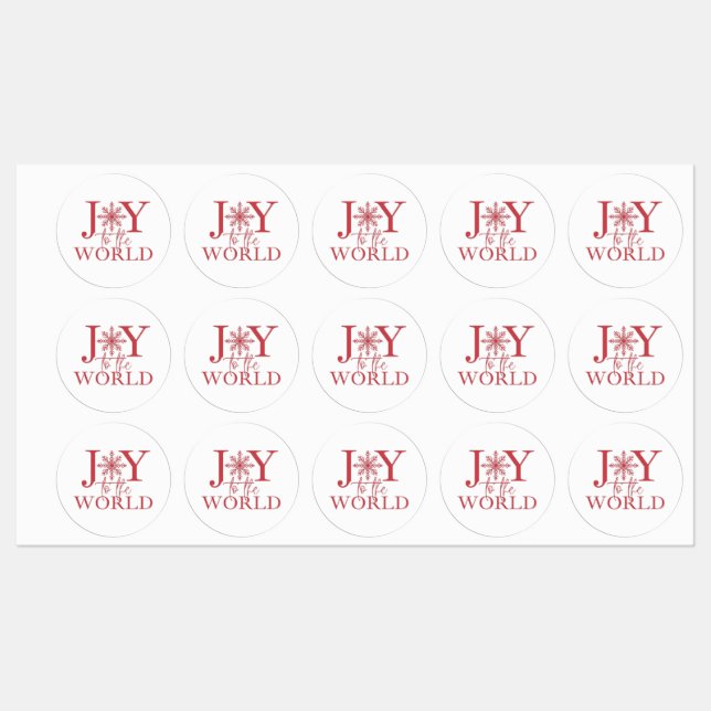 Joy to the World Round Waterproof Sticker Labels (Sheet)