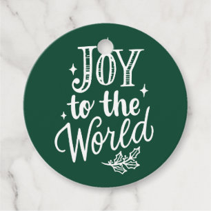 Joy to the World Rustic Forest Green Christmas Favour Tags