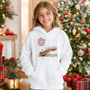 Joy to the World Santa Sleigh Girls Christmas