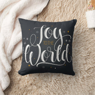 Joy to the world script cushion