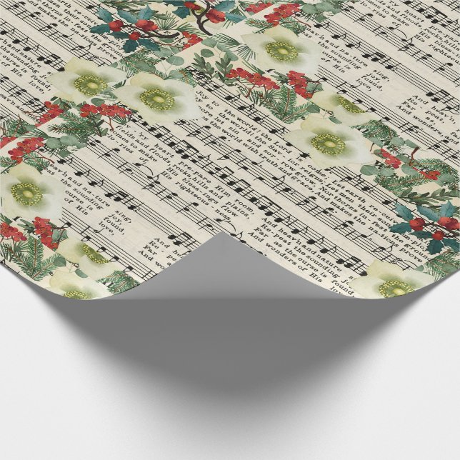 Joy To The World Sheet Music Wrapping Paper (Corner)