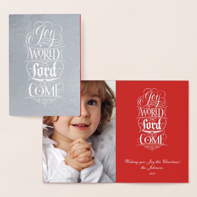 Joy to the World Silver Christmas Religious Foil Card (Display)
