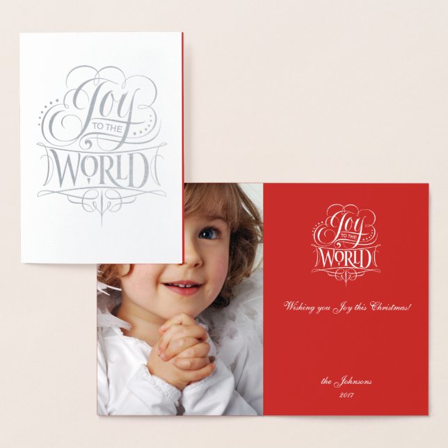 Joy to the World Silver Foil Christmas Calligraphy Foil Card (Display)