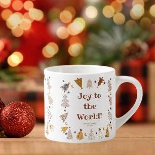 Joy to the world simple boho trees Christmas Espresso Cup