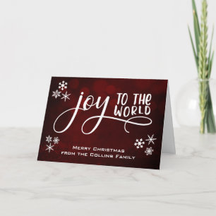 Joy to the World Snowflakes Merry Christmas Note Holiday Card