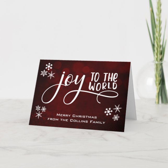 Joy to the World Snowflakes Merry Christmas Note Holiday Card (Front)