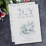 Joy to the World Snowy Forest Ornate Typography Holiday Card<br><div class="desc">Personalised watercolor snowy forest christmas card with decorative lettering in soft shades of blue and green. Wording reads "Joy to the World" and you can personalise the remaining text with your own festive greeting and name(s). Subtle and elegant watercolor design with ornate typography.</div>