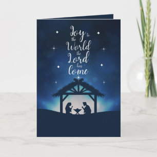 Joy to the World Starry Nativity Scene Christmas Card