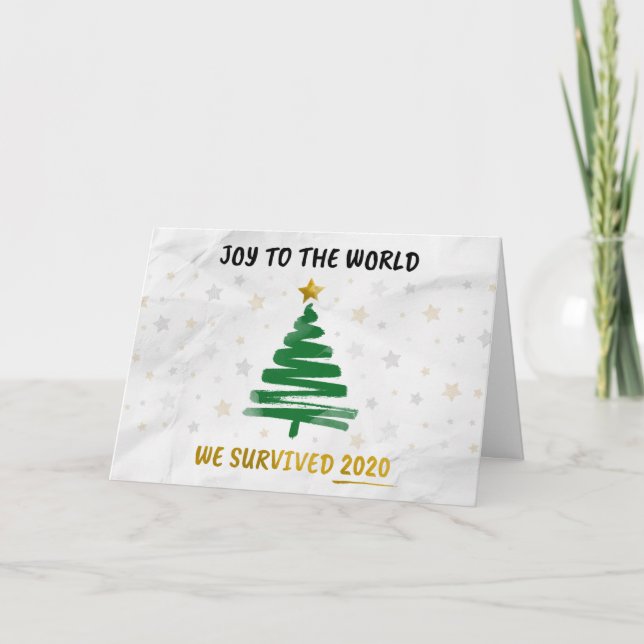 Joy To The World Survived 2020 Personalised Holiday Card (Front)
