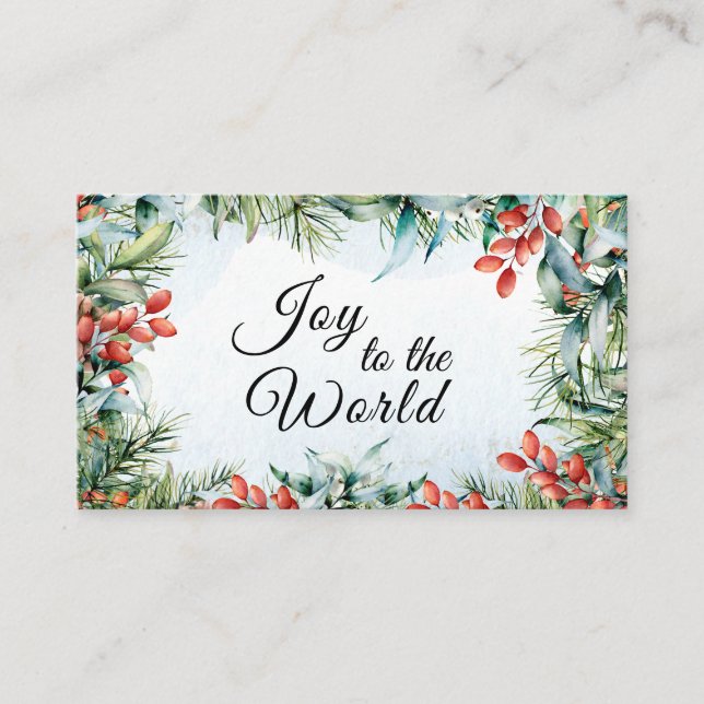 Joy to the World The Lord has Come, Christmas Business Card (Front)