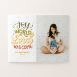 Joy to the world the Lord has come. Christmas Jigsaw Puzzle<br><div class="desc">Religious Christmas photo jigsaw puzzle "Joy to the world the Lord has come" in green yellow red colours for winter holiday.</div>