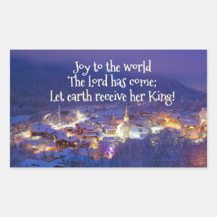 Joy to the World The Lord is Come, Christmas Carol Rectangular Sticker
