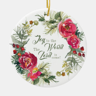 Joy to the World The Lord is Come, Christmas Ceramic Tree Decoration