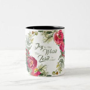 Joy to the World The Lord is Come, Christmas Two-Tone Coffee Mug
