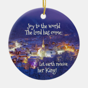 Joy to the World The Lord is Come, Personalised Ceramic Tree Decoration