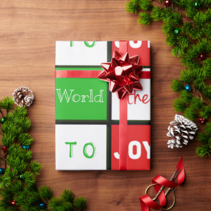 Joy To The World Typography Tiles Christmas Wrapping Paper