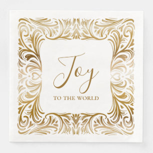 Joy to the world unique elegant gold Christmas Napkin
