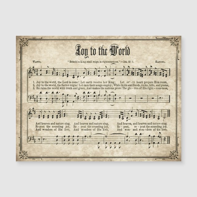 Joy to the World Vintage Christmas Carol  (Front)