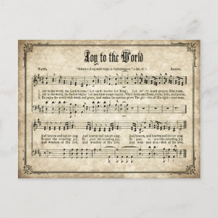 Joy to the World Vintage Christmas Carol Postcard