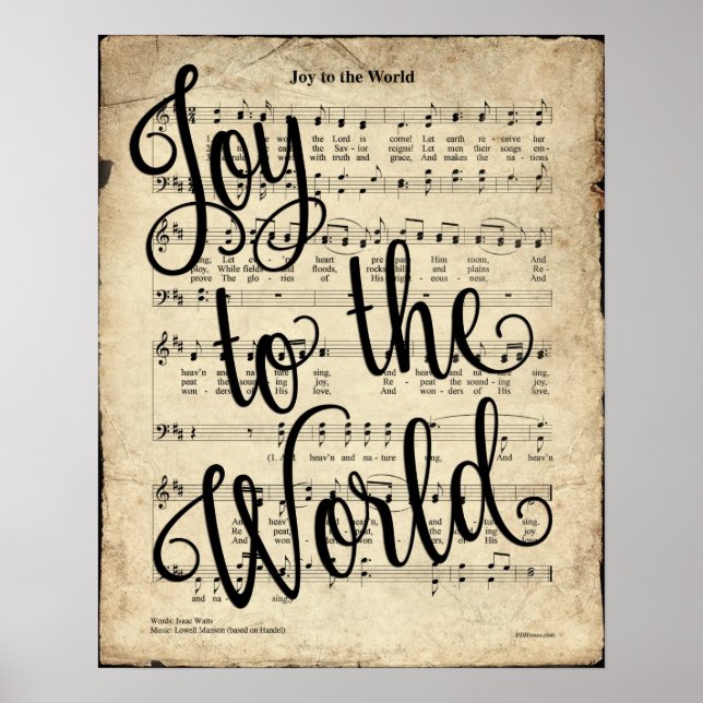 Joy to the World Vintage Hymn Print (Front)