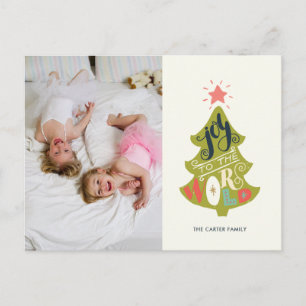 Joy to the World Vintage Tree Holiday Photo Card