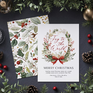 Joy to the World Watercolor Christmas Card