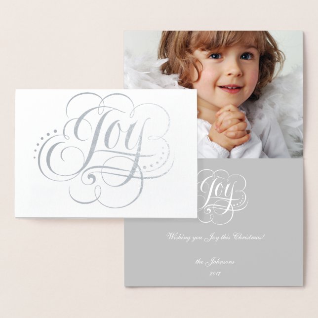 Joy to the World White Silver Foil Christmas Angel Foil Card (Display)