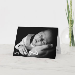 Joy to the world white snowflake christmas photo holiday card