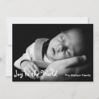 Joy to the world white snowflake christmas photo holiday card