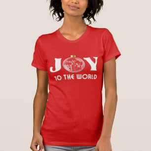 Joy to the World with Christmas Ball White Text T-Shirt