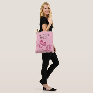 Joy to the World With Jubliant Angel Outline Red Tote Bag