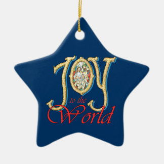Joy to the World with Stained Glass Nativity Ceramic Tree Decoration