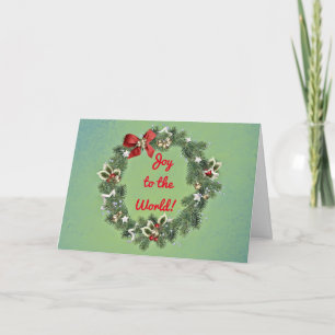 Joy to the World Wreath Christmas Holiday Card