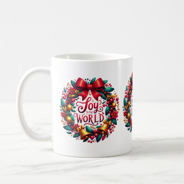 Joy to the World Wreath Mug (Left)