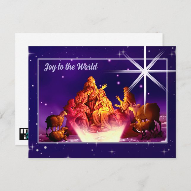 Joy to World. Adoration of the Shepherds Christmas Holiday Postcard (Front/Back)