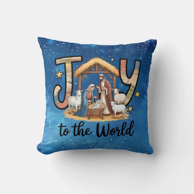 Joy To World Throw Pillow (Front)
