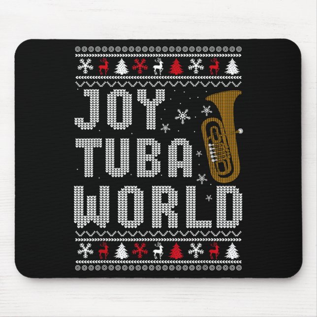 Joy Tuba World Funny Music Lover Ugly Christmas Sw Mouse Mat (Front)