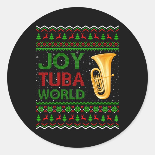 Joy Tuba World Music Lover Xmas Gift Ugly Tuba Chr Classic Round Sticker (Front)