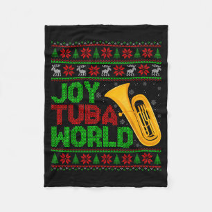 Joy Tuba World Music Lover Xmas Tuba Ugly Christma Fleece Blanket