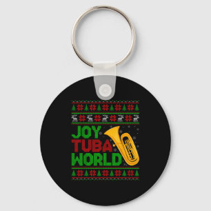 Joy Tuba World Music Lover Xmas Tuba Ugly Christma Key Ring