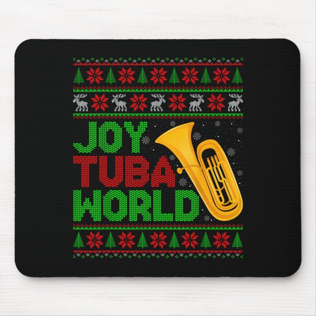 Joy Tuba World Music Lover Xmas Tuba Ugly Christma Mouse Mat (Front)