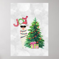 Joy Typography | Christmas Llama with Tree
