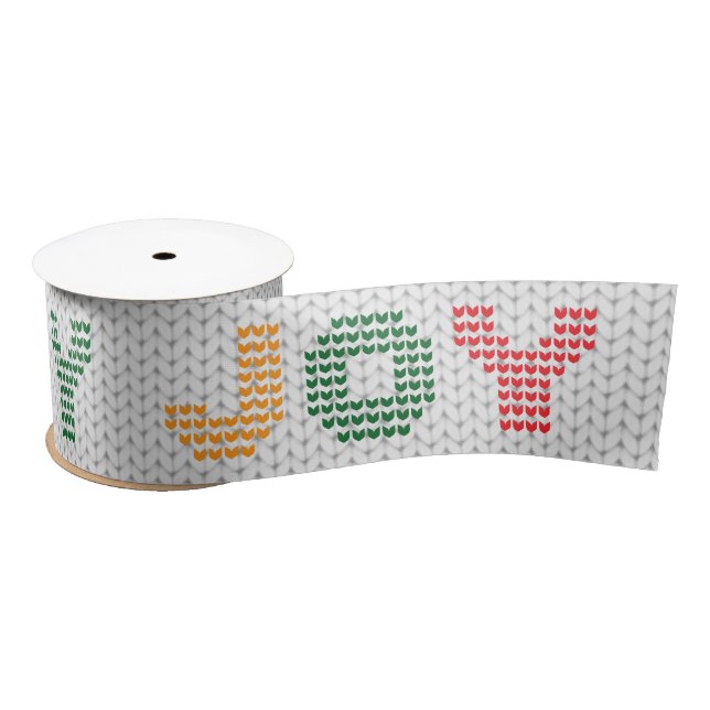 Joy Typography Christmas Sweater Satin Ribbon (Spool)