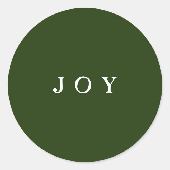 JOY Typography Green Simple Modern Holiday Sticker (Front)