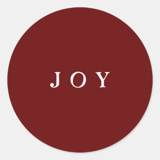JOY Typography Red Simple Modern Holiday Classic Round Sticker