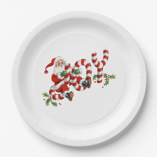 Joy Vintage Santa Paper Plate (Front)